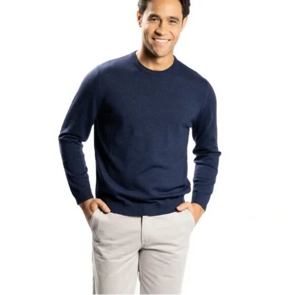 Banana Republic Merino Wool Sweater Navy Crew Neck Pullover Size Medium - Picture 1 of 7
